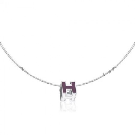 Hermes Cage d'H Necklace Purple in Lacquer With Gold